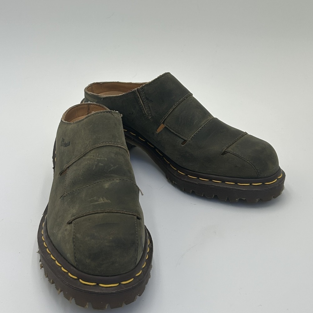 Dr Martens VTG 8180 Made In England Olive Green Mules Clogs Shoes Size UK 7 US 9 - Picture 2 of 7